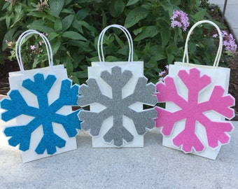 Sparlkle Snowflake Birthday Party Favor Bag