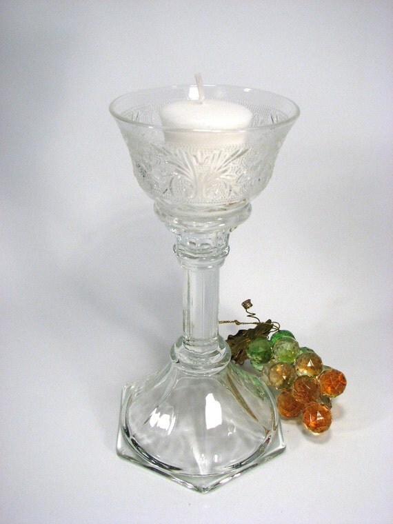 CLEARANCE Upcycled Candle Holder Pretty Glass Candlesticks