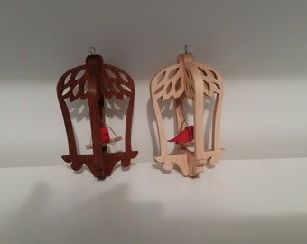 wood bird cage ornament
