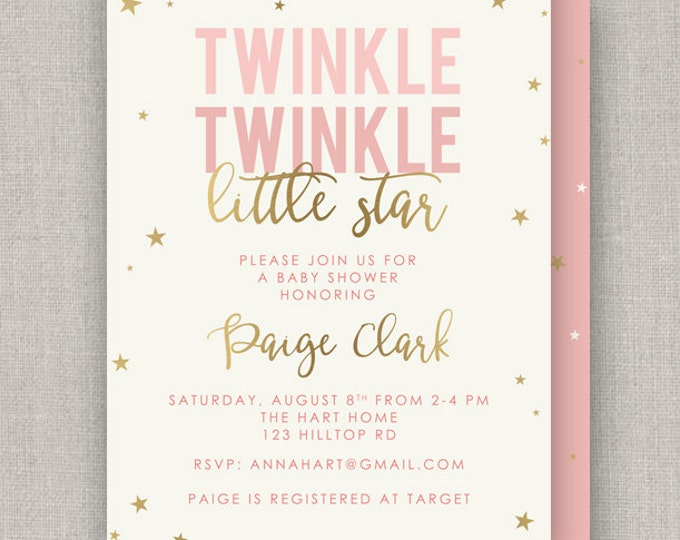 Twinkle Little Star Baby Shower Invitation