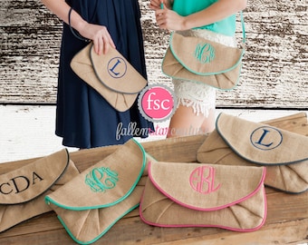 OVERSTOCK SALE- Burlap Bridesmaid wristlets , burlap clutch, bridesmaid clutch, rustic wedding, bridesmaid gift , monogrammed gifts