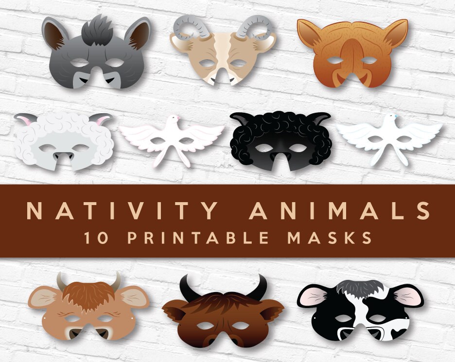 Nativity Animals 10 Mask Set Theater Masks Play Props