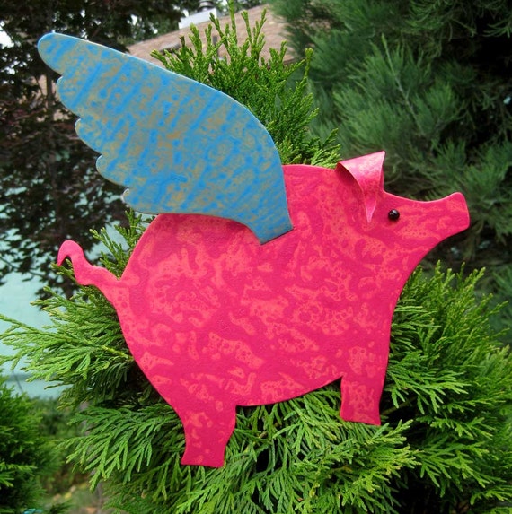 christmas tree topper flying pig metal art by christmas tree topper flying pig metal art by
