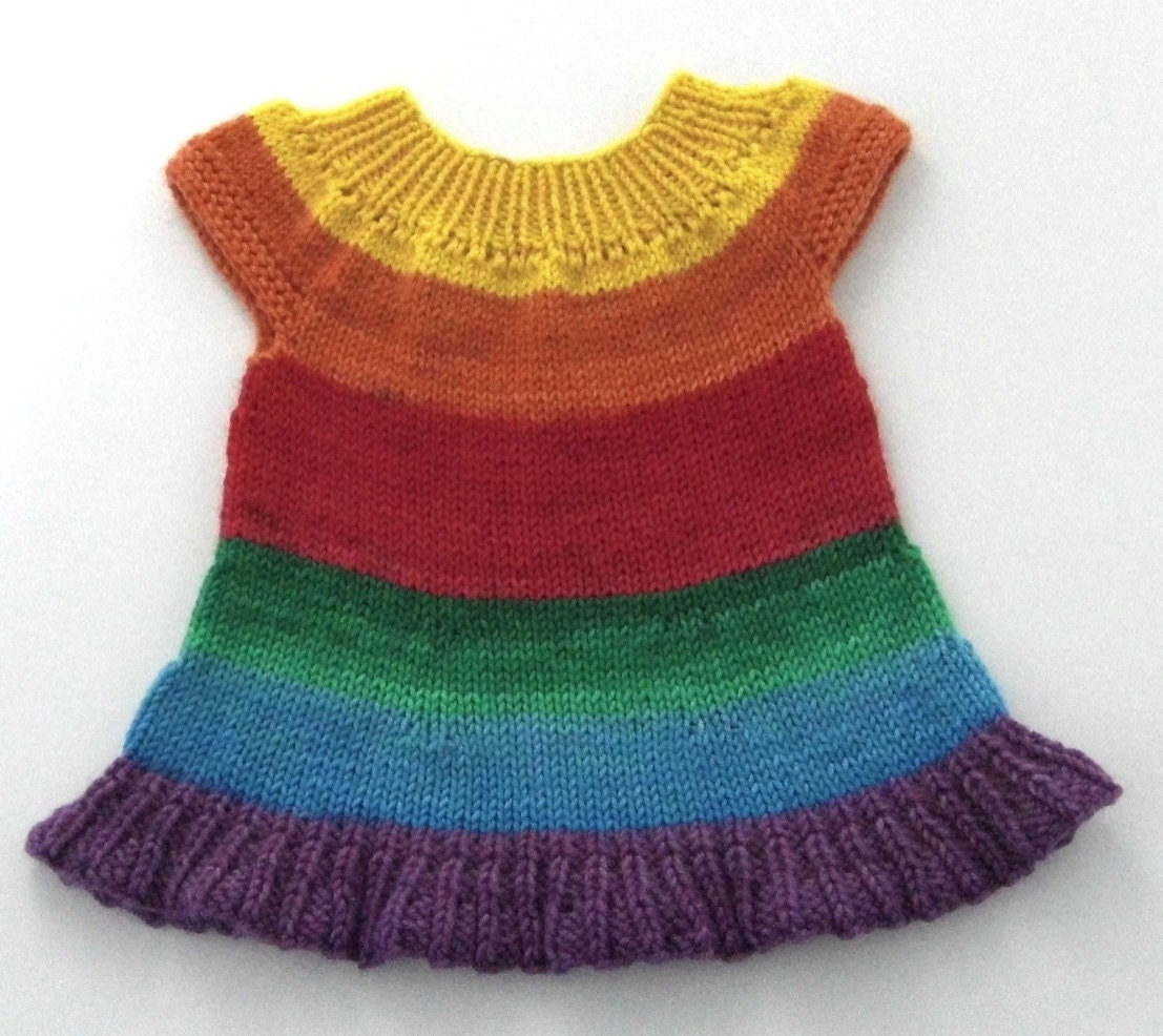 Girl's woolly dress. Hand knitted dress for a baby by FeltFusion