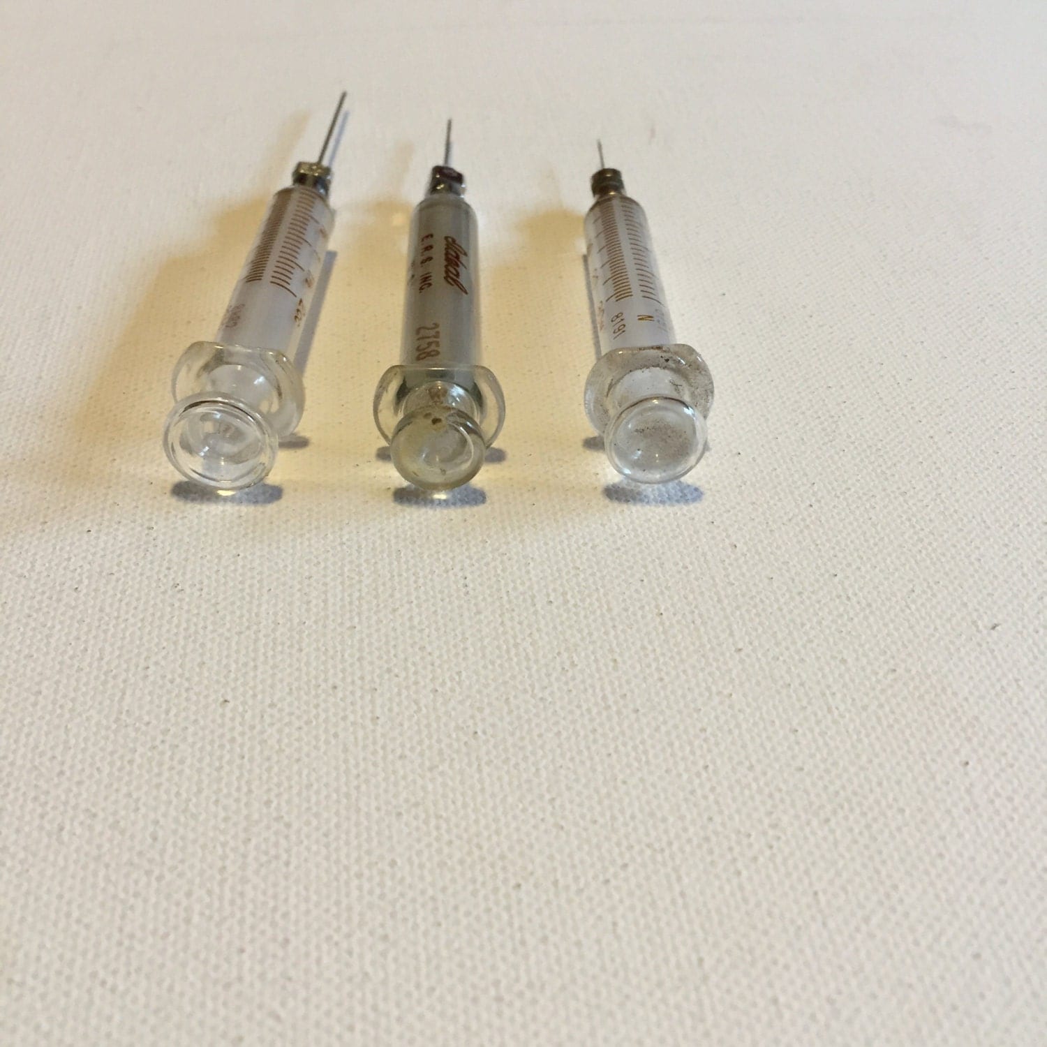 Old Medical Syringe Set Vintage Mid Century Glass Syringes