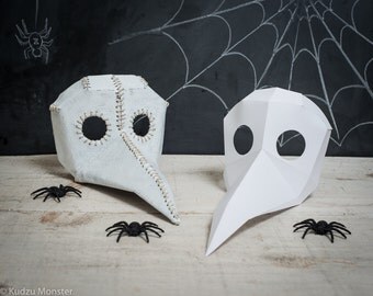 Printable Paper Plague Doctor Mask Spy vs Spy bird mask DIY foldable mask template Crow Bird Raven Big Beak Mask