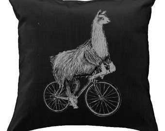 Llama on a Bicycle - Throw Pillow
