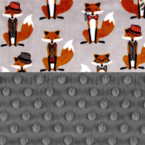 Baby Boy Minky Baby Blanket, Personalized Baby Blanket, Rust Gray Fox Baby Blanket, Custom Baby Blanket, Baby Shower Gift, Name Baby Blanket