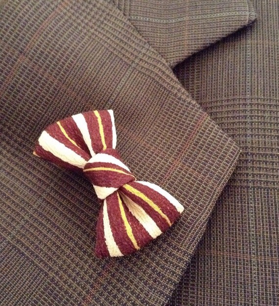 Mens Lapel Pin Bow Tie Lapel Pin Brown Lapel Bow Tie Custom 1773