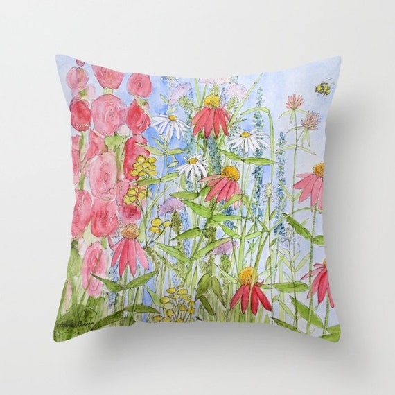 Items similar to Garden Flowers Floor Floor Throw Pillow with pillow