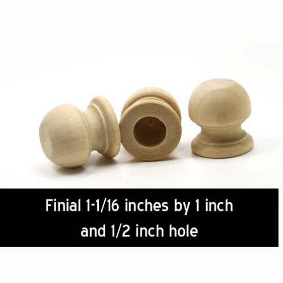 Unfinished Wood Finial Dowel Cap End 1-1/16 x 1 inch with