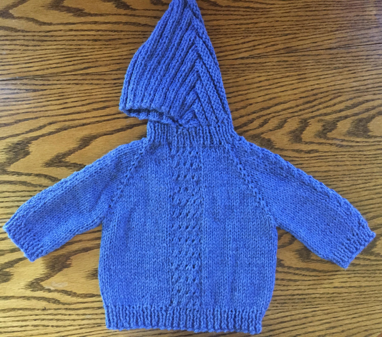 Baby Sweater Hand Knit Hooded Back Zip Hoodie 0 by knittingbydiane