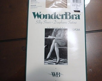 60s Wonder Bra Linen Silky Sheer Nylon pantyhose Size A 20 Deniers