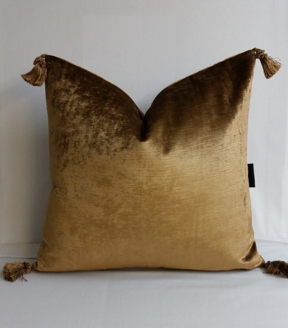 RTS shiny bronze brown velvet throw pillow with by KirtamDesigns