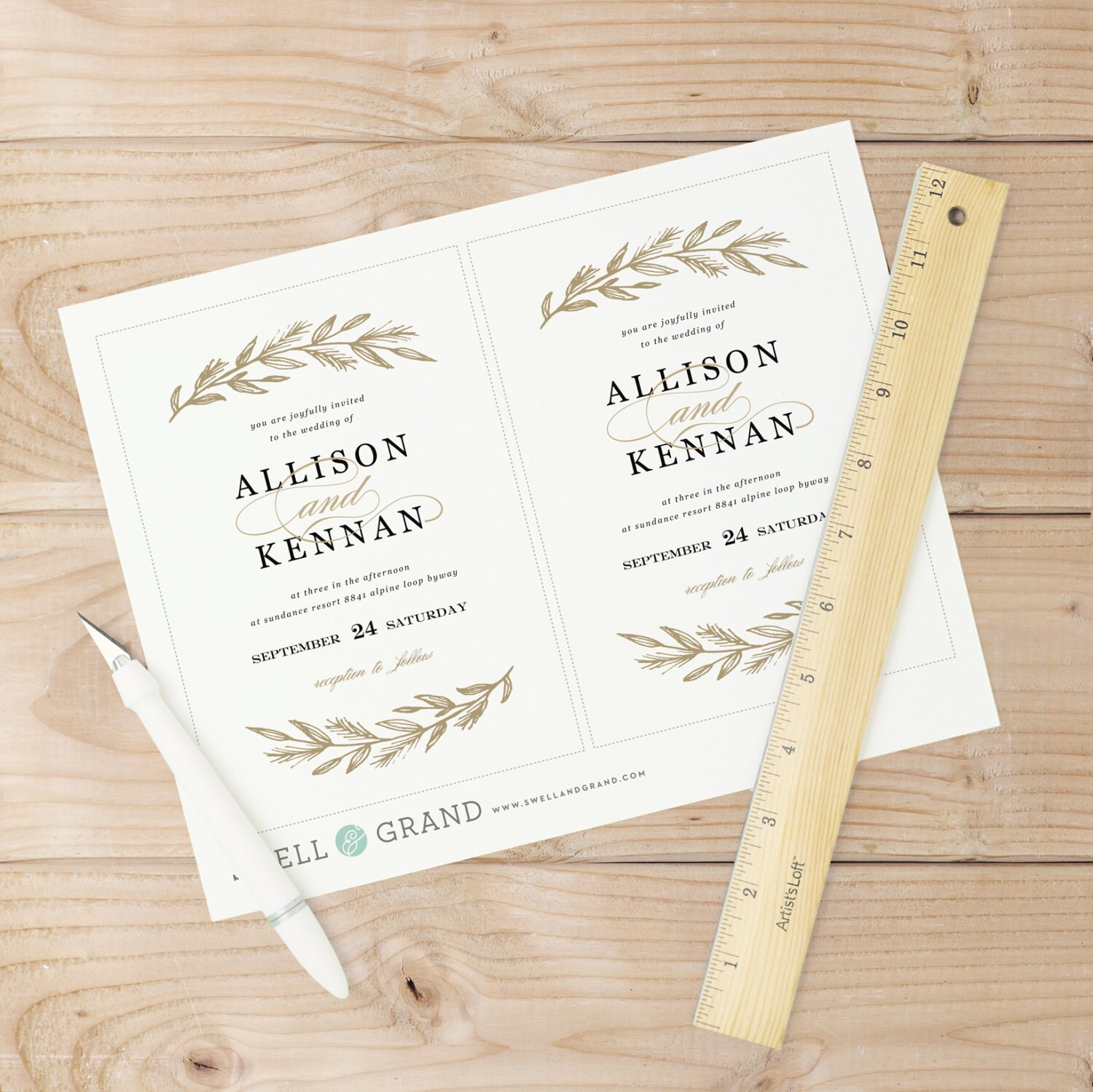 Printable Wedding Invitation Template Simple Wreath Word Or Pages Mac Or Pc Editable Wedding Invitation Templates For Mac