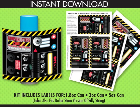 Ghostbusters Silly String Portable Proton Pack Label