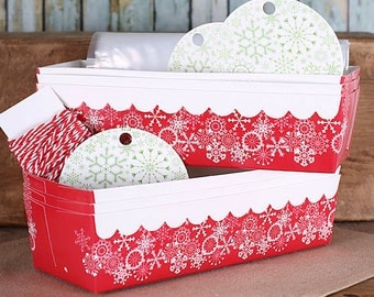 Christmas Loaf Pan Kit with Snowflake Baking Pans, Tags, Bakers Twine and Bags, Red Bread Loaf Pans, Holiday Bread Pans, Paper Loaf Pans (6)