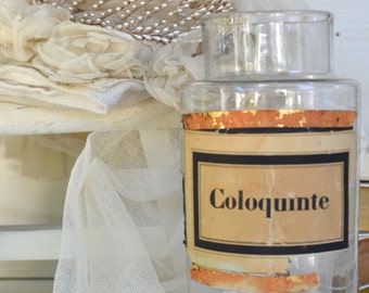 French Apothecary Pharmacy Bottle-Antique French, Coloquinte (Bitter Apple Plant Extract)
