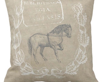 Pillow Cover Equestrian Decor Farmhouse Horse Grain Sack Pillow Cover