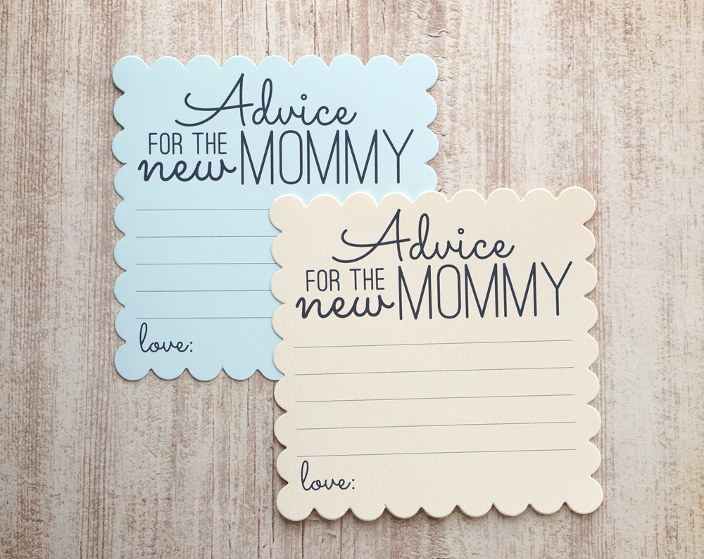 Boy Baby Shower New Mom Advice Cards Pale Blue and Pale