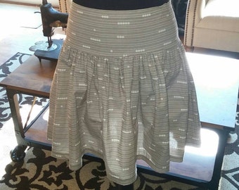 gray and white skrit, drop waist skirt, handmade skirt, organic cotton skirt, summer skirt