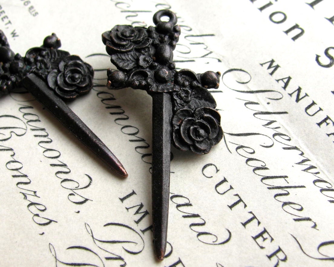 gothic dagger tattoo (2) from cross dagger, Gothic 40mm rosary pendants Rose