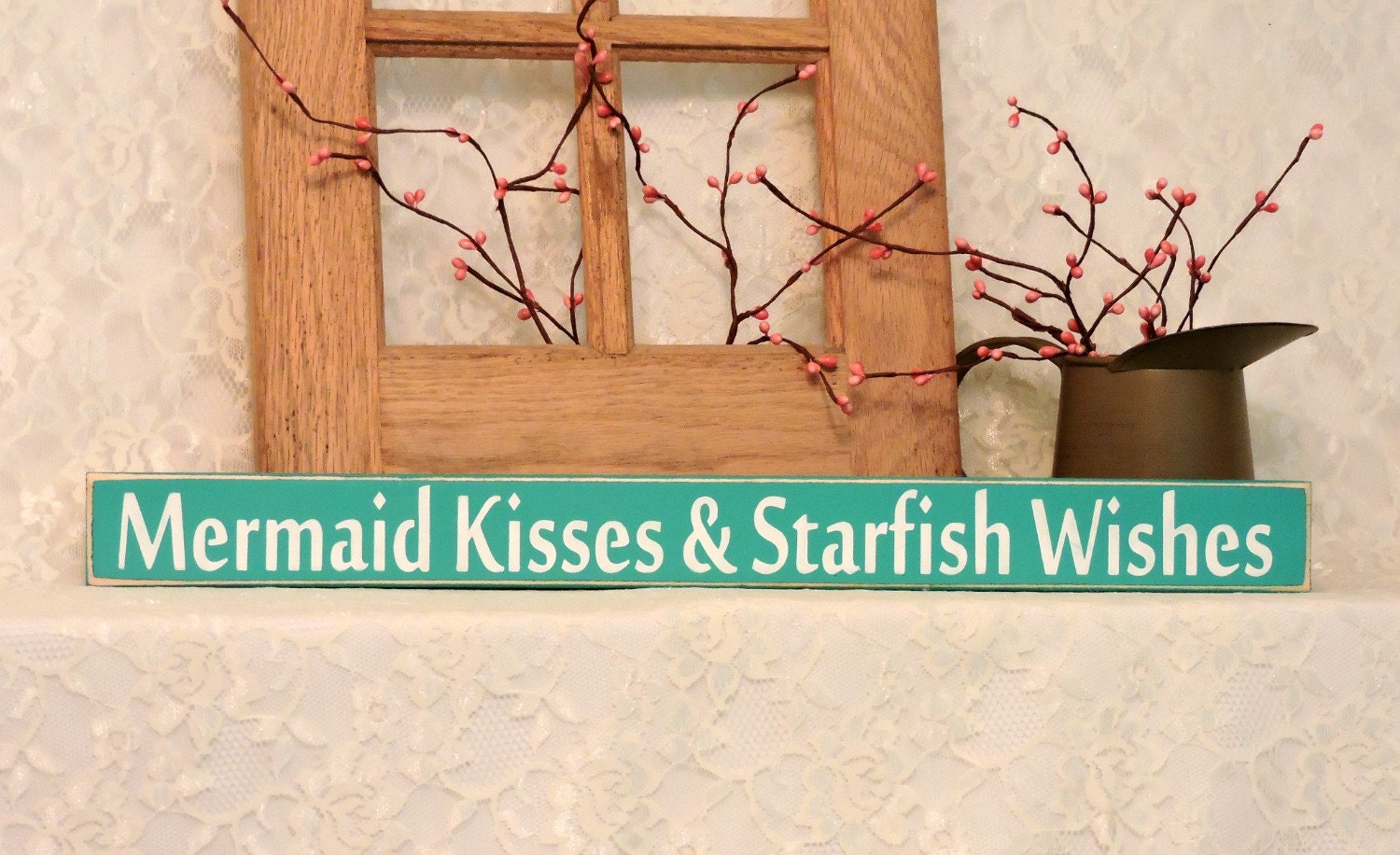 Download Mermaid Kisses & Starfish Wishes Beach Sign Summer Decor