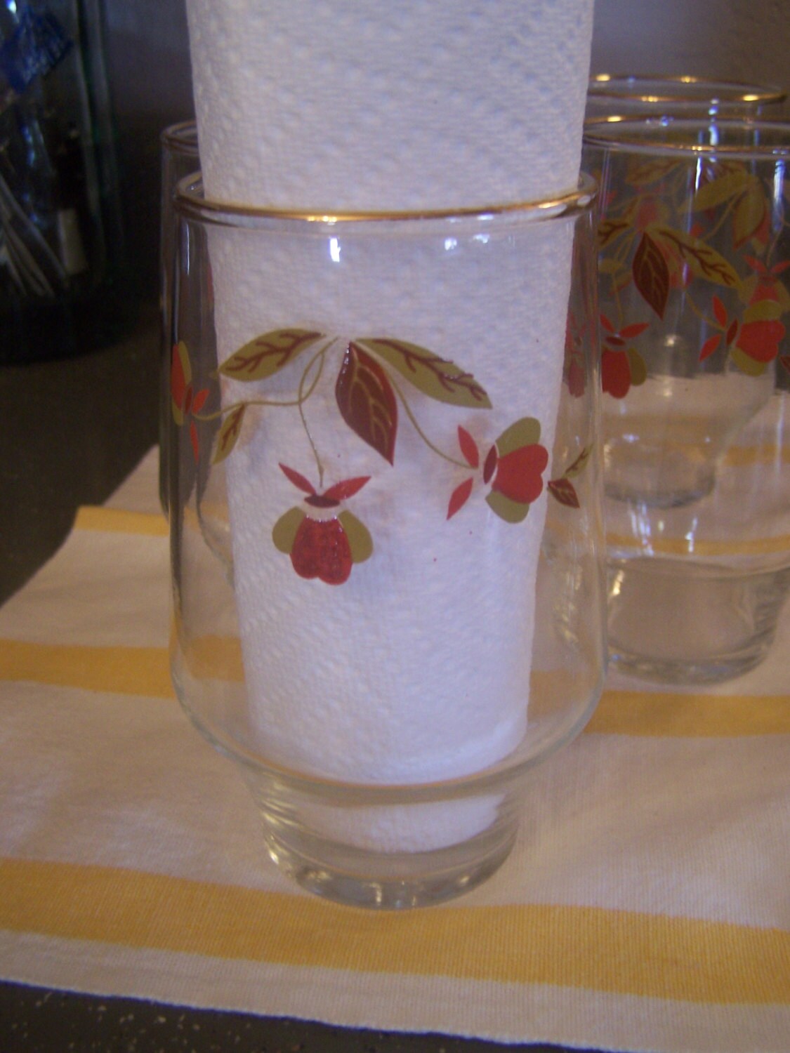 Vintage Jewel Tea Autumn Leaf Pattern Water Glasses 8 LTD
