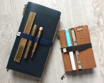 Handmade elastic pen band for Midori Travelers Notebook
