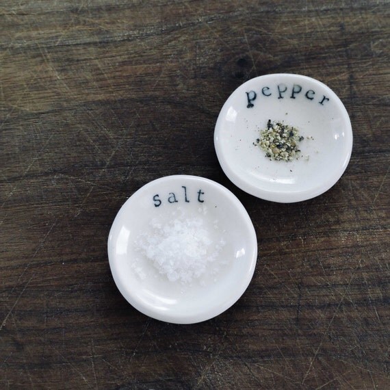 Tiny Salt and Pepper Dishes Porcelain Dish Set Mrs Peterson
