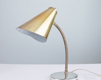 Vintage Mid Century Modern Adjustable Gooseneck Cone Desk Lamp