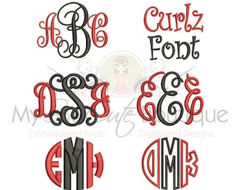 Embroidery Fonts Pack Monogram Alphabet Machine PES Designs - Embroidery Pattern Files - 3 Sizes of each Font - Instant Download