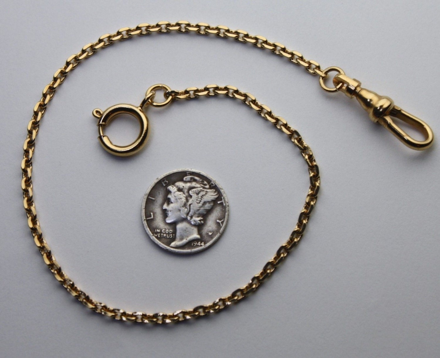 Simple Link Pocket Watch Chain Civil War Style 14K Gold Plated 10