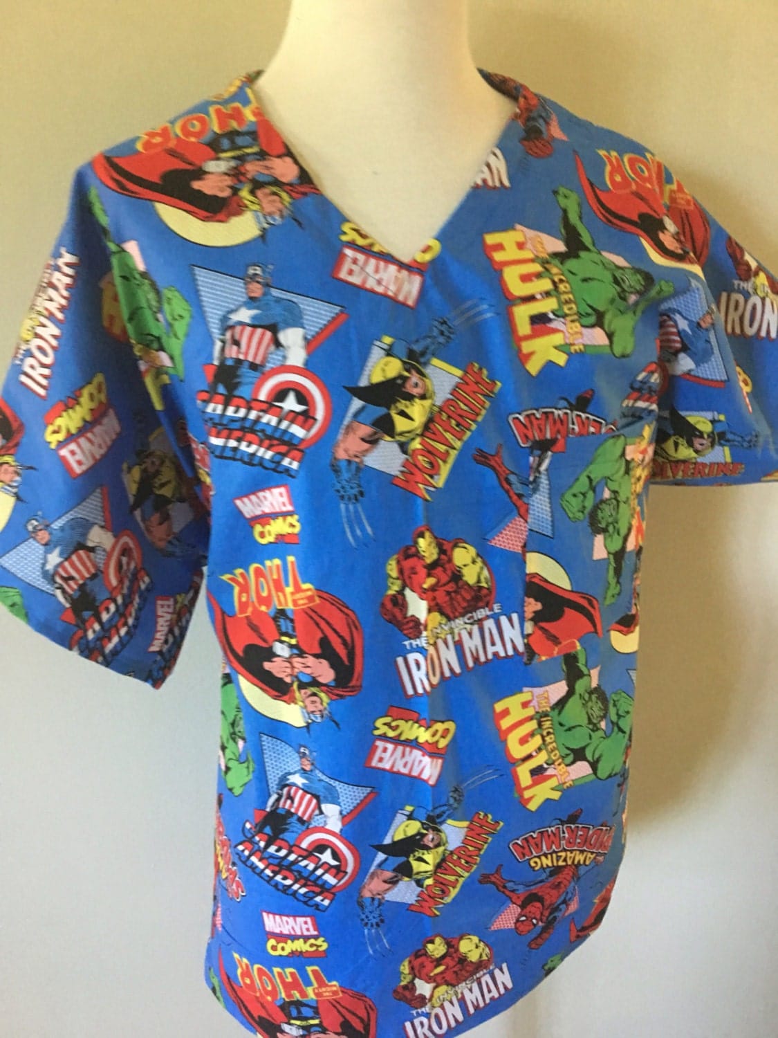 Marvel scrub top Iron man thor captain america nurse medical