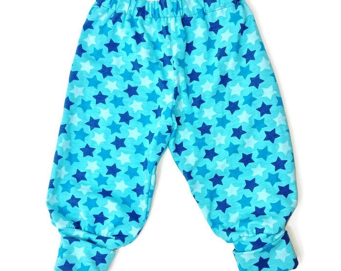 Baby boys pants, turquoise pants, boys outfit, soft pants, size NB - 24 m