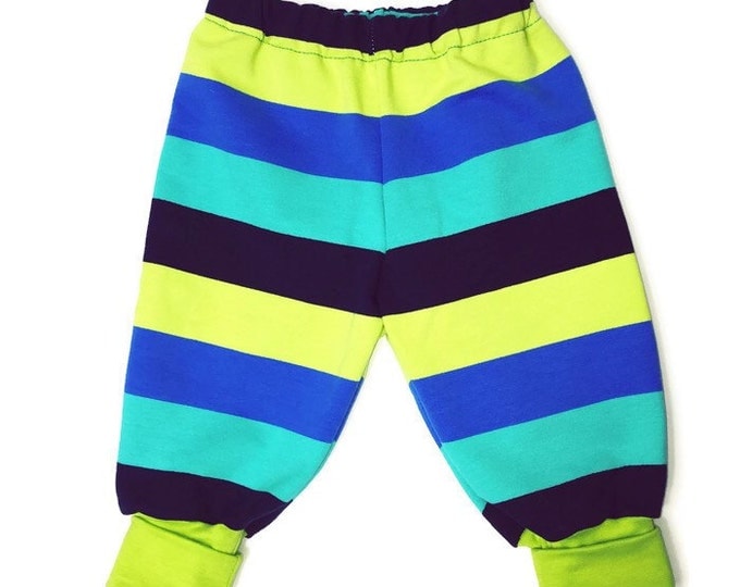 Pants with stripes in a lot of colours , boys pants, leggings, boys outfit, baby clothing. Size NB - 24 months