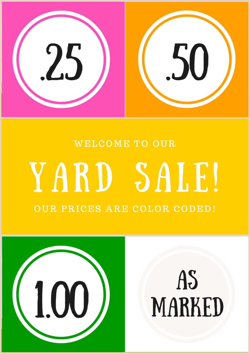 Garage Sale Printables Yard Sale Printable Prices Instant