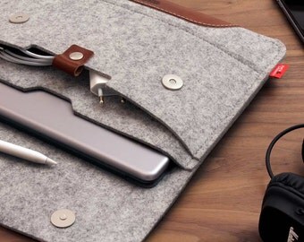 iPad Pro 9.7 inch Case cover Sleeve 100% Wool Felt, Italian Vegetable Tanned Leather