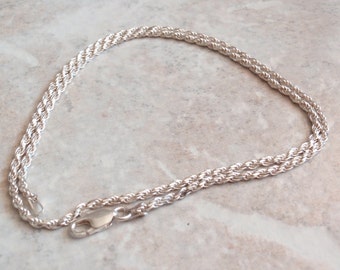 Sterling Rope Chain Silver Twisted Necklace 18 Inches Italy Vintage BC0130
