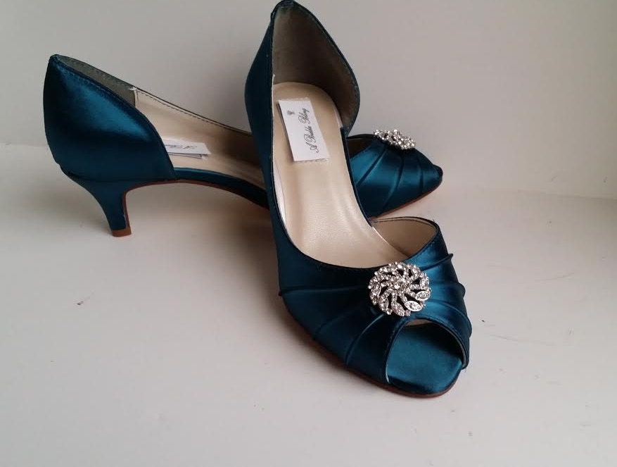 Teal Wedding Shoes with crystal design Teal Bridal Shoes Teal