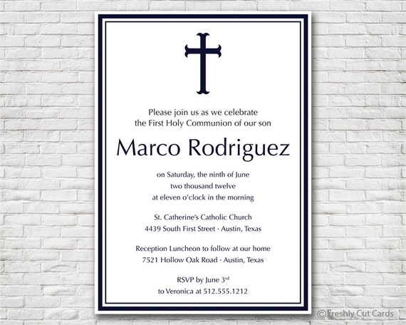 Classic First Communion Invitation - Printable or Printed (w/ FREE Envelopes) Il_570xn
