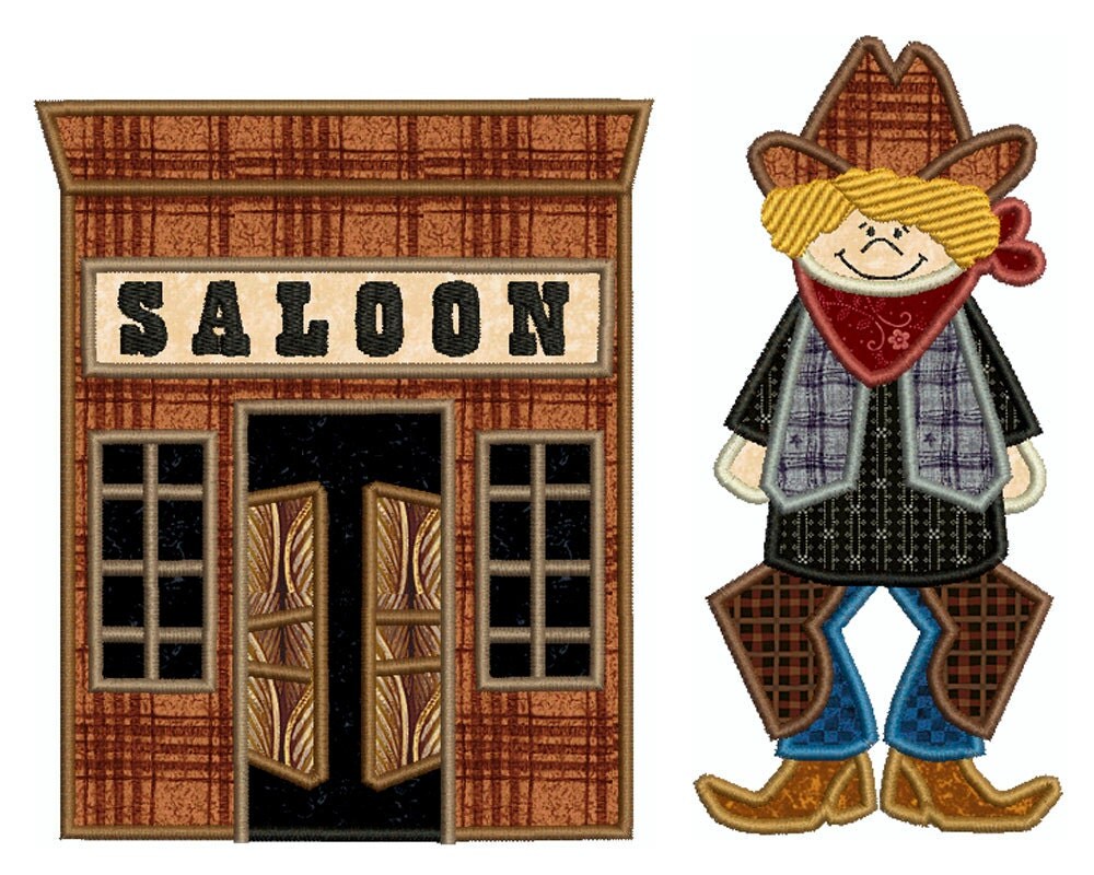 WESTERN 1 Machine Applique Embroidery 2 Patterns in 5x7in