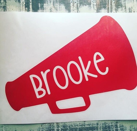 Cheer Megaphone Name Vinyl Decal Cheerleader Car Decal