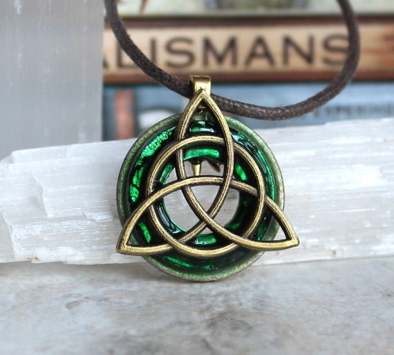 forest green triquetra necklace mens necklace by NatureWithYou