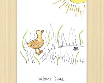 Welcome Home greeting card, duck greeting card, pond greeting card, Home sweat Home, Sun Card, Nature Card, eco friendly, recycled paper