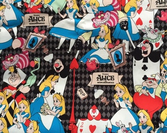 Half yard Alice in wonderland fabric gray and black color Japanese fabric