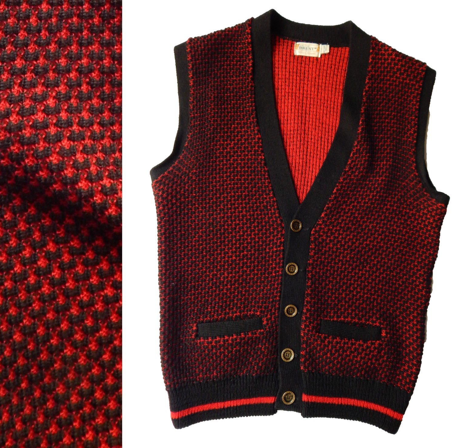 Mens Vintage 1950s Sweater Vest. Wool Vest. Golden Brent.