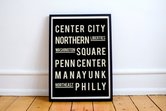 Philadelphia Art, Subway Art, Philly Poster, Typography Print, City ... Philadelphia Art, Subway Art, Philly Poster, Typography Print, City ...