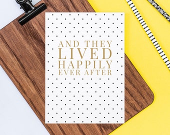 Happily Ever After Polka Dot Card - Congratulations On Your Engagement Card - Congratulations On Your Wedding Card - Card for Newlyweds