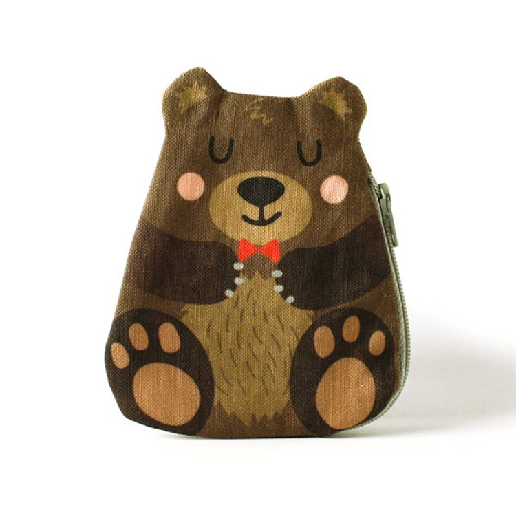 Bear Coin Purse Teddy Cotton brown by kaeselotti on Etsy